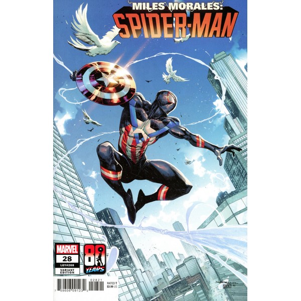 Miles Morales Spider-Man 28 Cover B Variant Iban Coello Captain America 80th Anniversary Cover