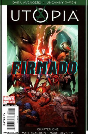 Dark Avengers/Uncanny X-Men Utopia #1 Cover E DF Signed By Matt Fraction