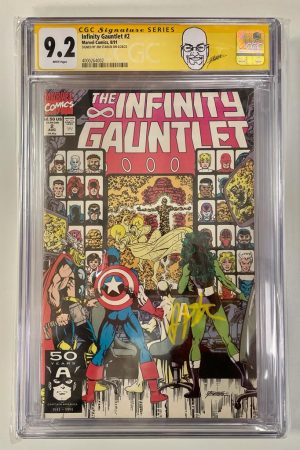 Infinity Gauntlet #2 George Pérez Cover Signed by Jim Starlin CGC Signature Series 9.2