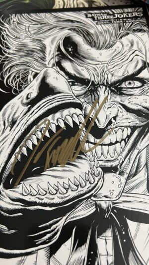 Batman Three Jokers #1 Cover H 2nd Ptg Incentive Joker Shark Black & White Cover Signed by Jason Fabok