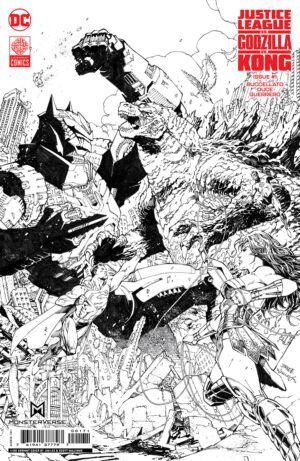Justice League Vs Godzilla Vs Kong #1 Cover J Incentive Jim Lee & Scott Williams Black & White Card Stock Variant Cover