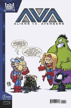 Aliens vs Avengers #1 Cover E Variant Skottie Young Cover