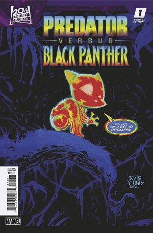 Predator vs Black Panther #1 Cover B Variant Skottie Young Cover