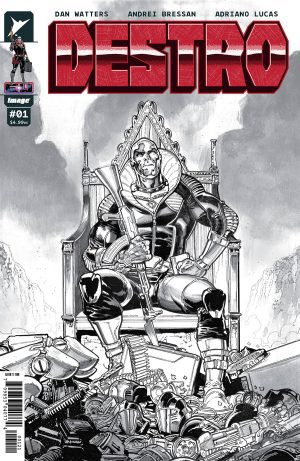 Destro #1 Cover L SDCC 2024 Previews Exclusive Andrei Bressan Black & White Variant Cover